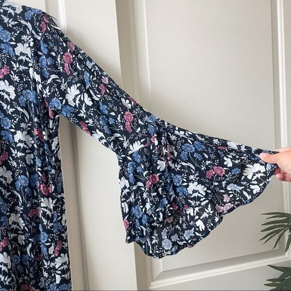 American Eagle Outfitters Floral Cold Shoulder Dress Long Sleeve Medium - Picture 6 of 10